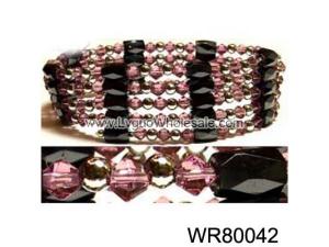36inch Pink Glass,Magnetic Wrap Bracelet Necklace All in One Set